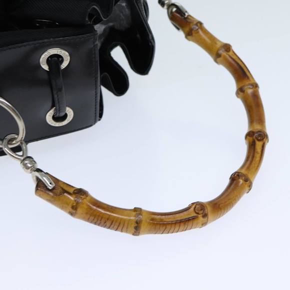 GUCCI Bamboo Hand Bag Nylon 2way Black 001 2684 1657 Auth 74809 - Picture 8 of 17